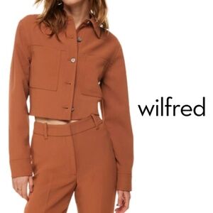 Wilfred Little Cropped Linen Jacket Button Up Linen Burnt Orange - Size XXS